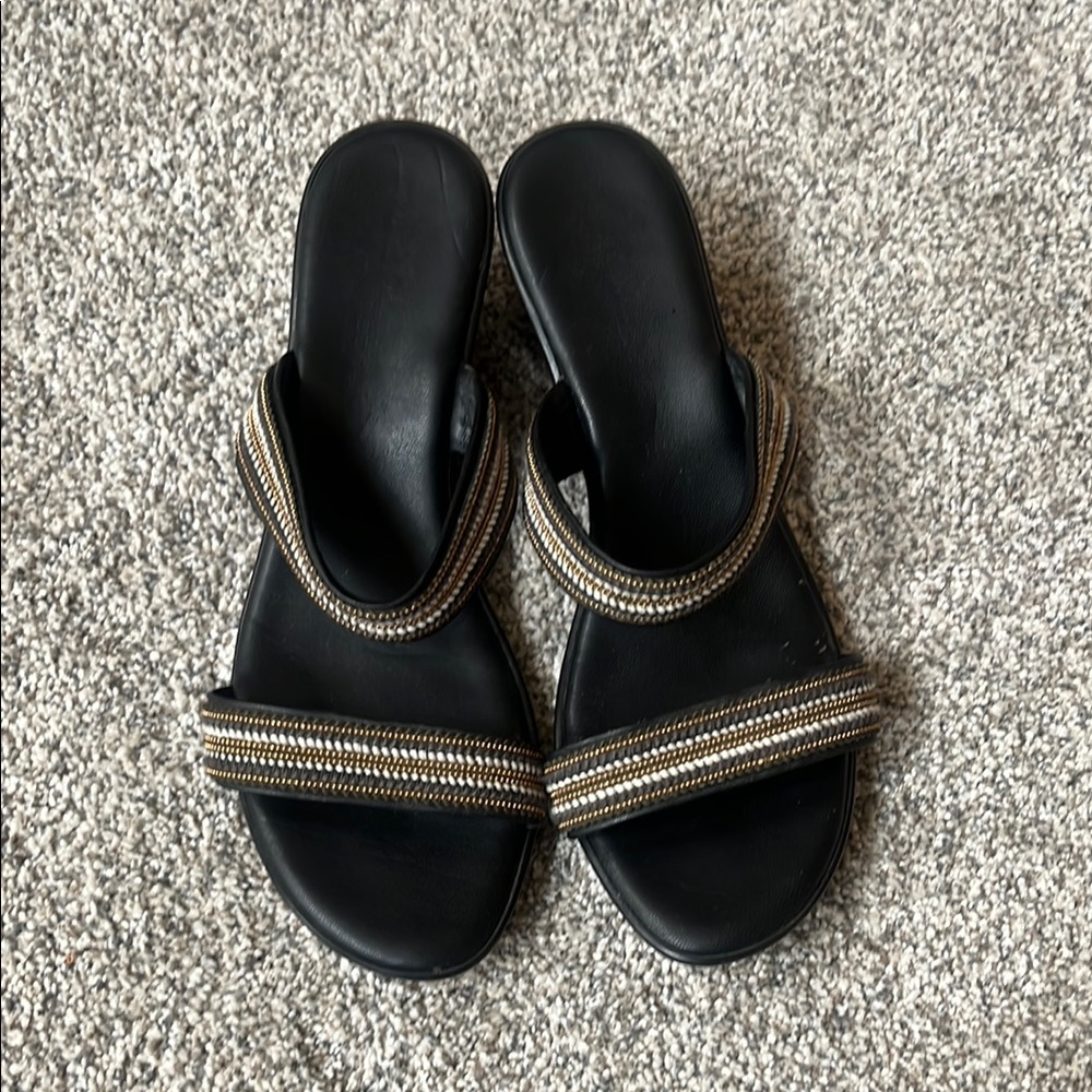 Black and Gold Women's Sandals